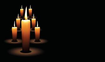 candle light with black background on left side vector