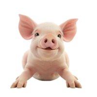 Generated AI a pig is sitting on the floor with its eyes closed on transparent background png