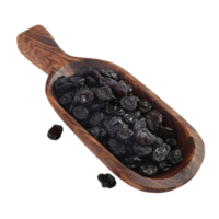 Generated AI dried raisins in a wooden spoon on transparent background png