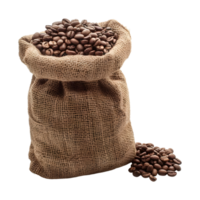 3d renderen van een koffie bonen in een zak Aan transparant achtergrond png