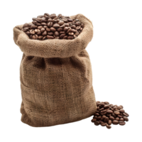 3d representación de un café frijoles en un bolso en transparente antecedentes png