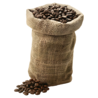 3d representación de un café frijoles en un bolso en transparente antecedentes png