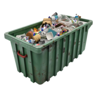 3D Rendering of a Full Garbage Container on Transparent Background png