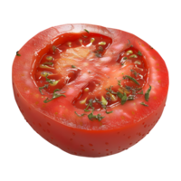 3D Rendering of a Red Tomato Slice on Transparent Background png