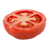 3d representación de un rojo tomate rebanada en transparente antecedentes png