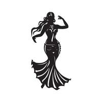 Belly Dancer Silhouette Stock Illustrations isolated on white vector