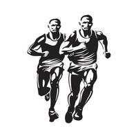 Male Marathon Runner Running Front View, Marathon Male Runners silhouettes vector