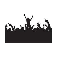 Rock Music Concert Crowd Silhouette Isolated On White Background vector