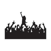 Rock Music Concert Crowd Silhouette Isolated On White Background vector