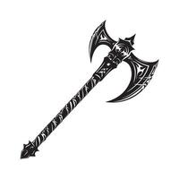 A black and white silhouette of a battle Axe Stock Design isolated on white vector