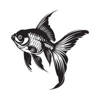 Goldfish Illustration Images. black and white Goldfish isolated on white vector