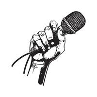 Hand With Microphone Karaoke Design Image on White Background vector