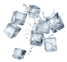 ice cubes dropping isolated on transparent background png