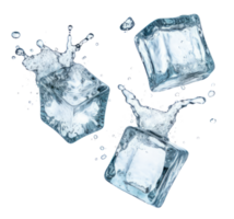 ice cubes dropping isolated on transparent background png
