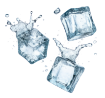 ice cubes dropping isolated on transparent background png