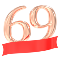 gelukkig verjaardag 69 jaren 3d renderen png