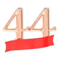 glücklich Jahrestag 44 Jahre 3d Rendern png