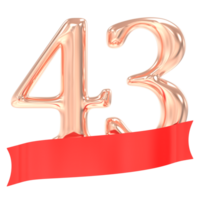 contento anniversario 43 anni 3d interpretazione png