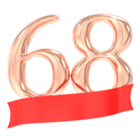 contento aniversario 68 años 3d representación png
