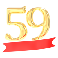 Anniversary 59 Number Gold And Red 3d Rendering png