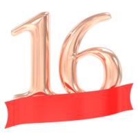 content anniversaire 16 ans 3d le rendu png