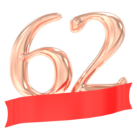 content anniversaire 62 ans 3d le rendu png