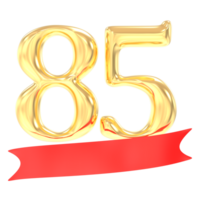 Anniversary 85 Number Gold And Red 3d Rendering png