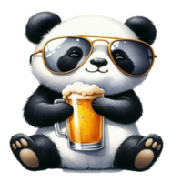 aigeneriert Panda Bär mit Sonnenbrille und trinken png