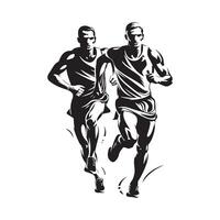 Male Marathon Runner Running Front View, Marathon Male Runners silhouettes vector