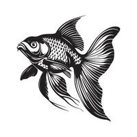 Goldfish Illustration Images. black and white Goldfish isolated on white vector