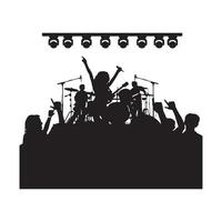 Rock Music Concert Crowd Silhouette Isolated On White Background vector