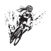 hembra ciclista carrera imágenes diseño logo aislado en blanco vector
