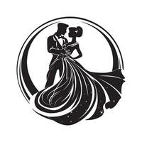 Ballroom Dancers Silhouette image logo isolated on white vector