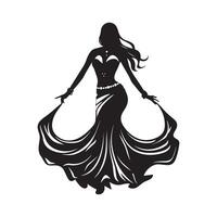 Belly Dancer Silhouette Stock Illustrations isolated on white vector