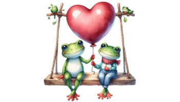 aigenerated frog sit on swing png