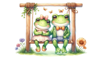 aigenerated frog sit on swing png