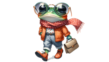 aigenerated frog wearing sunglasses and scarf png