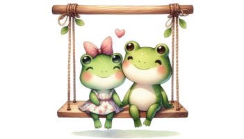 aigenerated frog sit on swing png