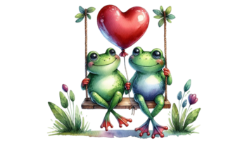 aigenerated frog sit on swing png