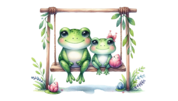 aigenerated frog sit on swing png