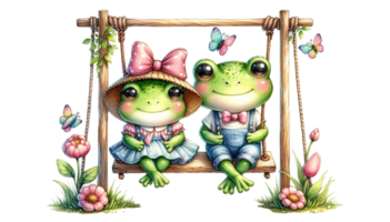 aigenerated frog sit on swing png