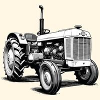 mano dibujado granja tractor ilustración grabado estilo vector