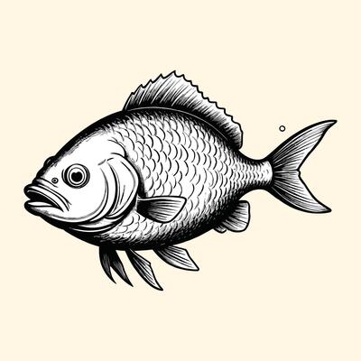 Fish Illustration Engraved Style