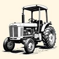Hand Drawn Farm Tractor Illustration Vintage Style vector