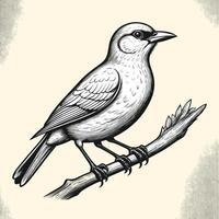 Hand Drawn Bird Illustration Vintage Engraving Style vector