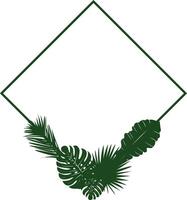 Tropical Floral Border. Wedding Greenery Design. Geometric Exotic Leaf Wreath Template. Botanical Square Frame Illustration. illustration vector