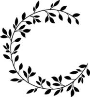 Vintage Floral Wreath. Wedding Invitation Design Element. Botanical Branch Split Circle Frame. Retro Leaves Graphic Decoration. Romantic Vintage Monogram. Botanical Leaf Emblem. illustration vector