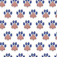 Patriotic Pet Paw Usa Flag Design Pattern. Independence Day. Funny Dog Paw Graphic. Red, White, and Blue American Flag. 4th of July Illustration. illustration vector