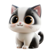 A Black and White Cat Figurine on a transparent background AI-Generative png