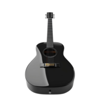 Preto acústico guitarra isolado em transparente fundo ai-generativo png